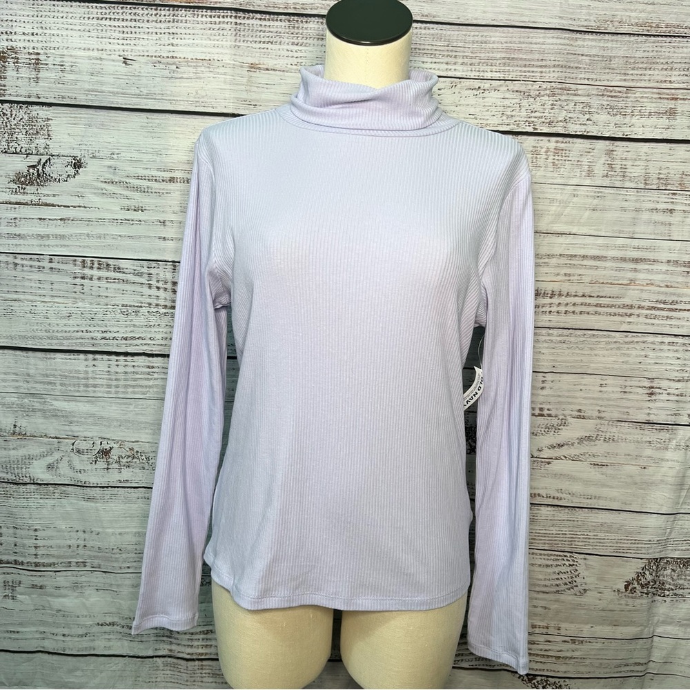 Old Navy Large Purple Rib Knit‎ Long Sleeve Shirt Mock Neck NEW